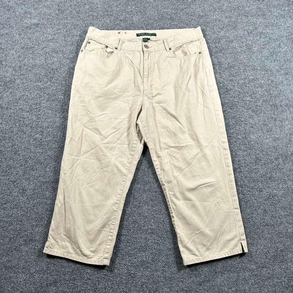 Lauren Ralph Lauren Jeans Womens Size 12 Beige Cotton Cropped Straight Leg Pants